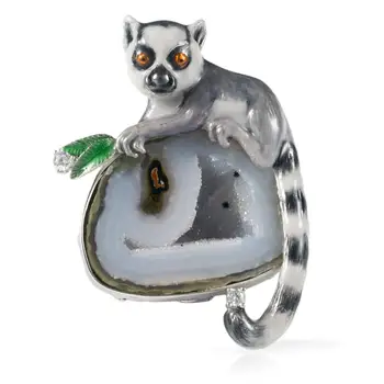 

INATURE 18K Gold Natural Agate 925 Sterling Silver Mysterious Fox Animal Pendant Necklace for Women Jewelry Gift