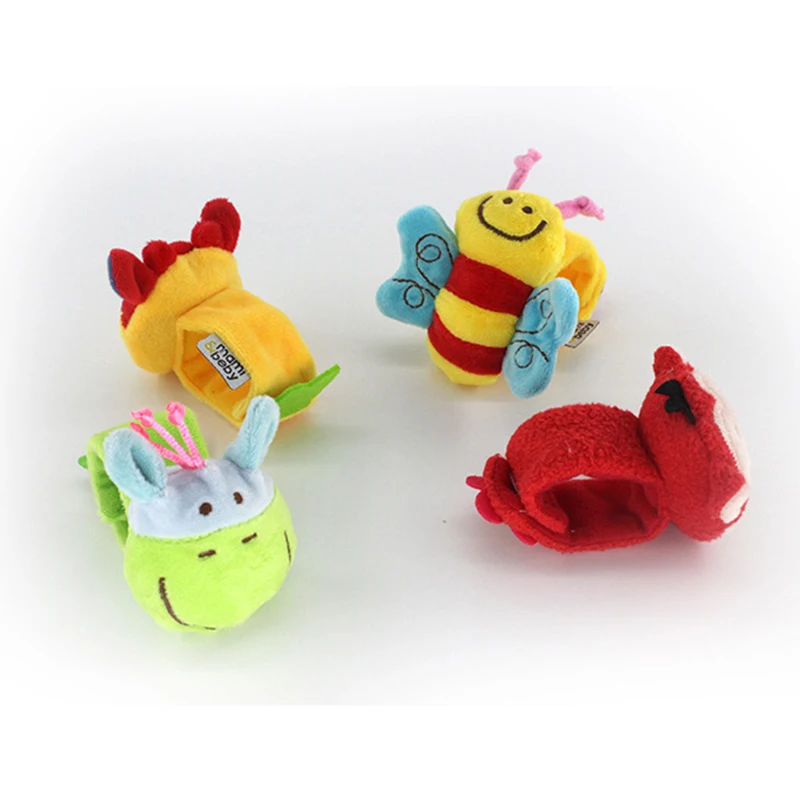 

0-12 Months Baby Plush Wrist Rattles Animal Cartoon Wrist Strap Hand Bells Soft Washable Cute Infant Newborns Children Gift Toy