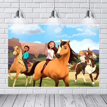 

Birthday Photography Backdrop Spirit Horse Ranch Mountain Sky Custom Photo Studio Photo Backdrop Background Vinyl