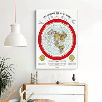 

Flat Earth Map Gleason's Canvas poster Art Print Wall Pictures for Living Room No Frame