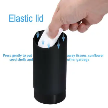

16cmX6.5cm Auto Car Trash Can ABS Silicone Black Garbage Bin Dust Storage Holder