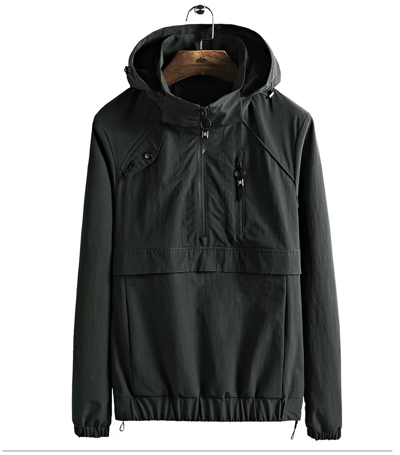 DSW-299 Dark gray Весна осень с капюшоном мужская куртка; ветровка водонепроницаемые куртки мужские русские мужские куртки пуловер с косой молнией пальто мужская верхняя одежда - Цвет: DSW-299 Dark gray