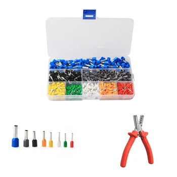 

800Pcs Cable Wire Electric Connector Crimping Terminal Assorted Set &1PC Hand Ferrule Crimper Plier Crimp Tool Kit