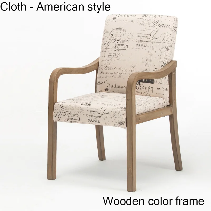 Cloth-American style Современной плотной древесины Обеденная для обеденного стула ткань офисная Конференция ресторанное кресло с подлокотниками дома исследование гостиной стул из твердой древесины - Цвет: Cloth-American style