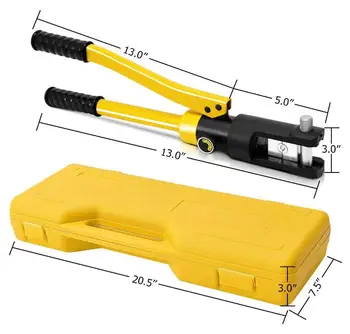 

6T Hydraulic Crimper Tool Kit Tube Terminals Lugs Battery Wire Crimping Force