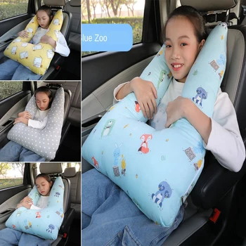 

JINSERTA Car Pillow Quilt Dual-use Child Cute Pillow Baby Car Seat Belt Cover Car Sleeping Artifact Neck Pillow