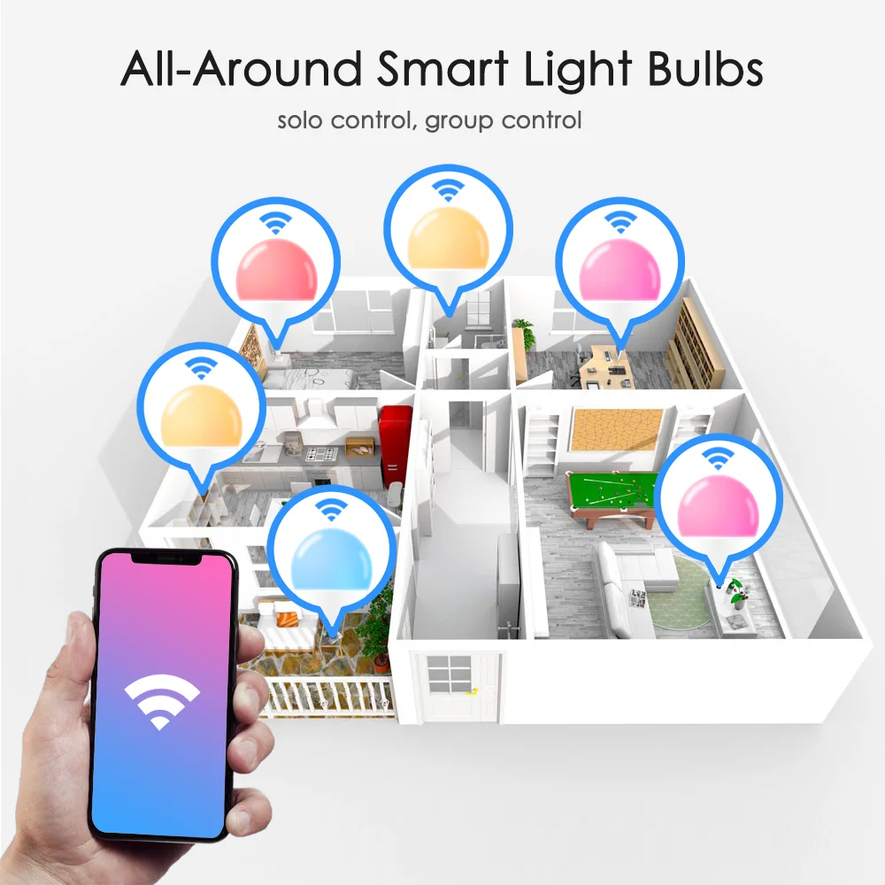 15W Smart Lamp Bulb RGB White 220V Magic Light Bulb 110V LED E27 WiFi Bulbs Timer Function Work Ale - 4000184127791