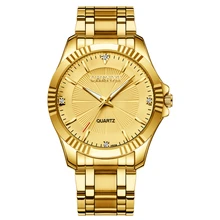 Aliexpress - Luxury Couple Watch Golden Fashion Stainless Steel Lovers Watch Quartz Wrist Watches For Women Male Clock Golden Wristwatch