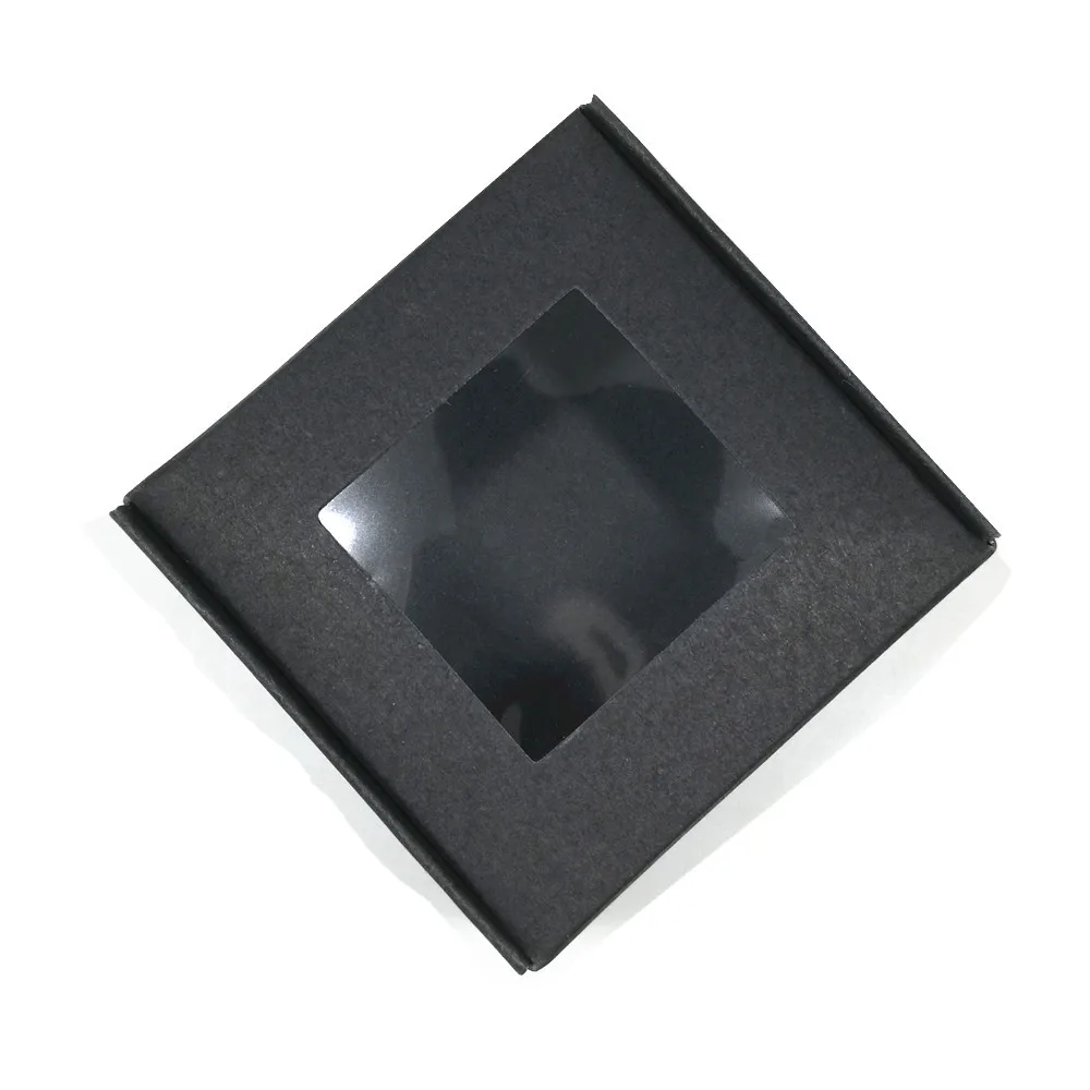 

50Pcs 7.5x7.5x3cm Foldable Kraft Paper Boxes Jewelry Package Box Window Jewellery Storage Boxes for Christmas Wedding Dust Proof