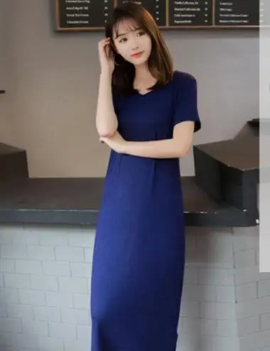 Fdfklak Modal Comfortable Sleepwear Women Night Shirt New Short Sleeve Long Dress Spring Summer Nightgowns Female Sleepshirt navy
