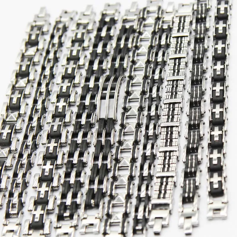 10 stainless steel chain bracelet men's mixed style fashion silver fine classic wholesale lot bulk jewelry