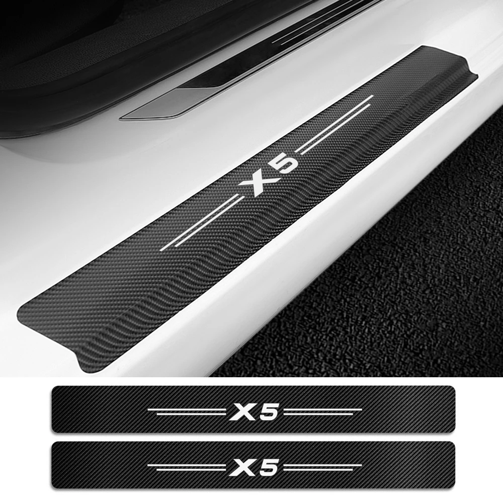 4pcs Car Door Sill Stickers For Bmw X5 F15 E70 E53 G05 Threshold Plate