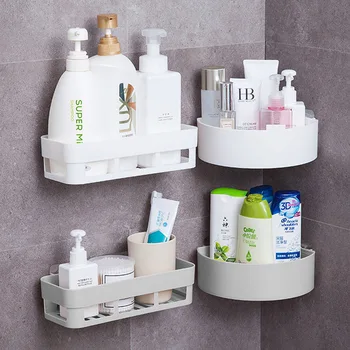 

Plastic Bathroom Shelf Storage Shelves Shampoo Soap Cups Rack Storage Organizer Kitchen Tins Bottles Rack
