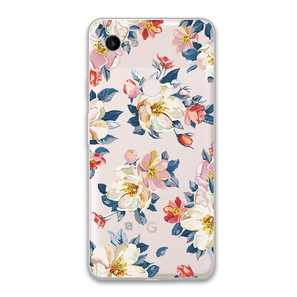 Floral Flower Case For Google Pixel 4 5 3 2 XL Cover for Pixel 3a 4a XL 5G Soft Silicone TPU Shockproof Protect Phone Back Funda