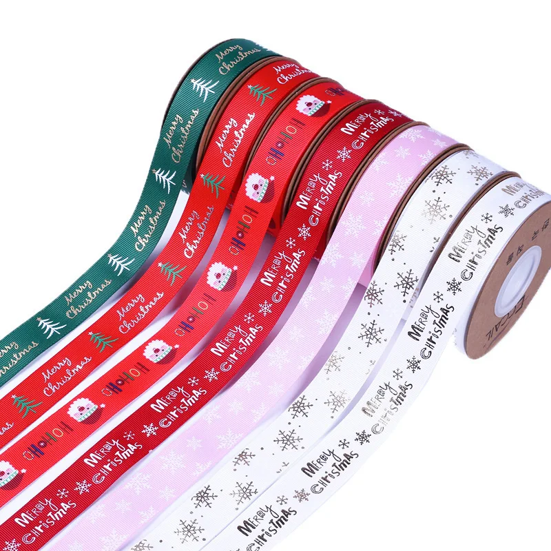 

20yards 25mm Christmas Ribbon Grosgrain DIY Gift Packaging Satin Ribbons Chrismas Decoration Supplies