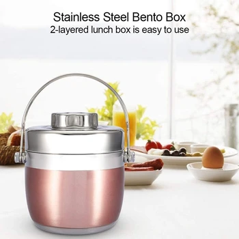 

Thermal Lunch Box with Handle Portable Stainless Steel Insulated Soup Pot Bento Box Fruits Food Container Storage