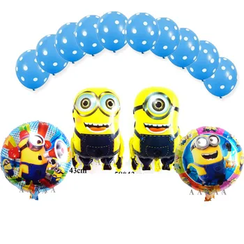

13pcs mixed birthday balloons set cartoon cartoon Despicable Me balloon and latex balloons 18inch round Agnes foil balloons
