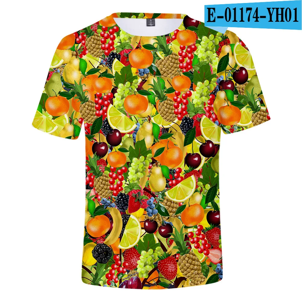 COLOR 4 DLF/Новинка года, летняя футболка с объемным принтом клубники, апельсина, киви для детей от 3 до 20 лет Детские повседневные футболки в стиле Харадзюку для маленьких мальчиков - Цвет: COLOR 4