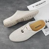 Luxury Designer Italian Men Half Shoes Leather Mens Casual Shoes Drop Ship Coiffeur Mules Man Slides Backless Loafers Slipper 5