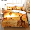African Animals Giraffe Sunset Bedding Set 3D Duvet Cover Set Bedspread For Boys Girls Kids Home Textiles Microfiber Bedspread 2