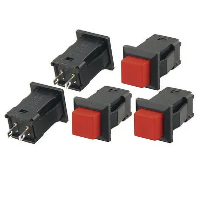 5 шт. AC 250 V/1A 125 V/3A фиксация SPST красная кнопка переключатель Tboak|Выключатели| |