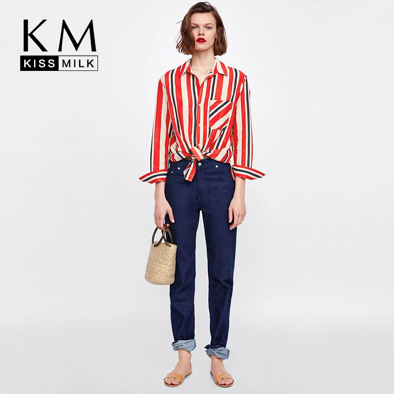 

Kissmilk Women Fashion Long Sleeve Turn Down Collar Office Shirt Chiffon Blouse Shirt Casual Tops Plus Size Blusas Femininas