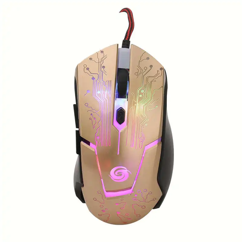 2400 точек/дюйм, проводная мышь, 6D кнопки, цветная светодиодная оптическая игровая мышь, бизнес-офисные Мыши для ПК, ноутбука, ноутбука, золото