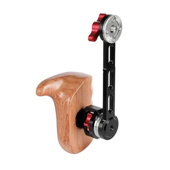

HDRIG Wooden Handle Grip (Left) with Nato Rail Rosette Extension Arm Connector for Camera Cage