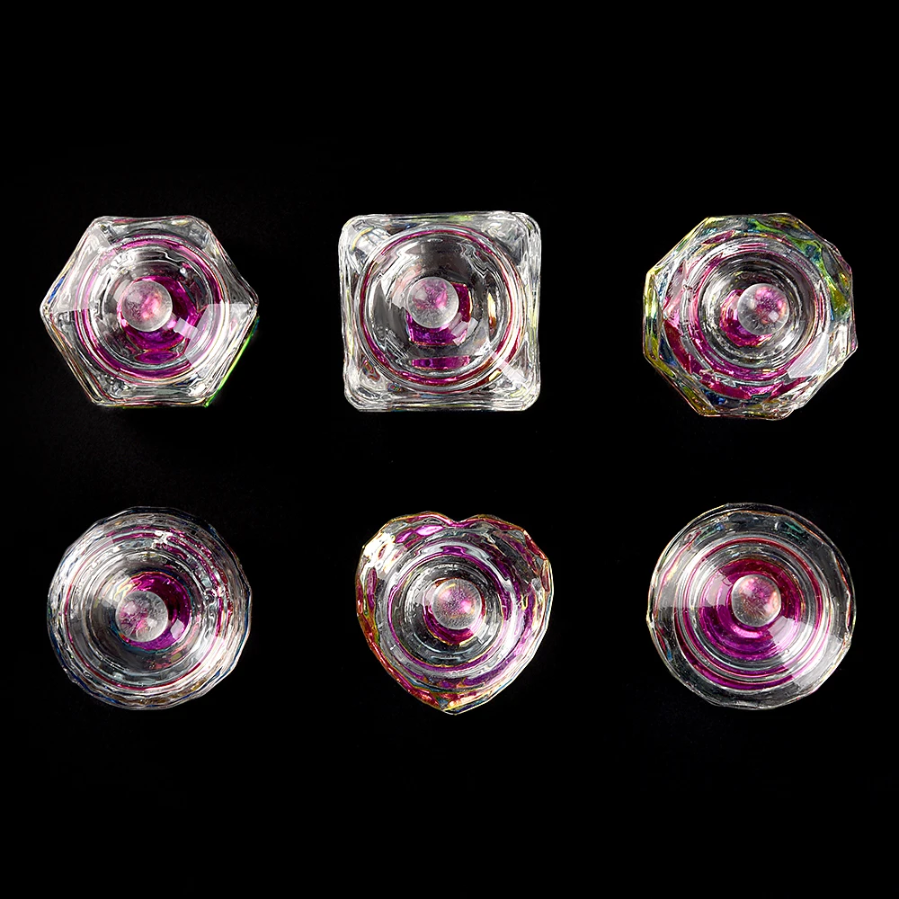 1Pc Nail Art Acrylic Liquid Powder Dappen Dish Bowl Glass Crystal Cup Heart Glassware with Lid for Nail Art Manicure Care Tools 4