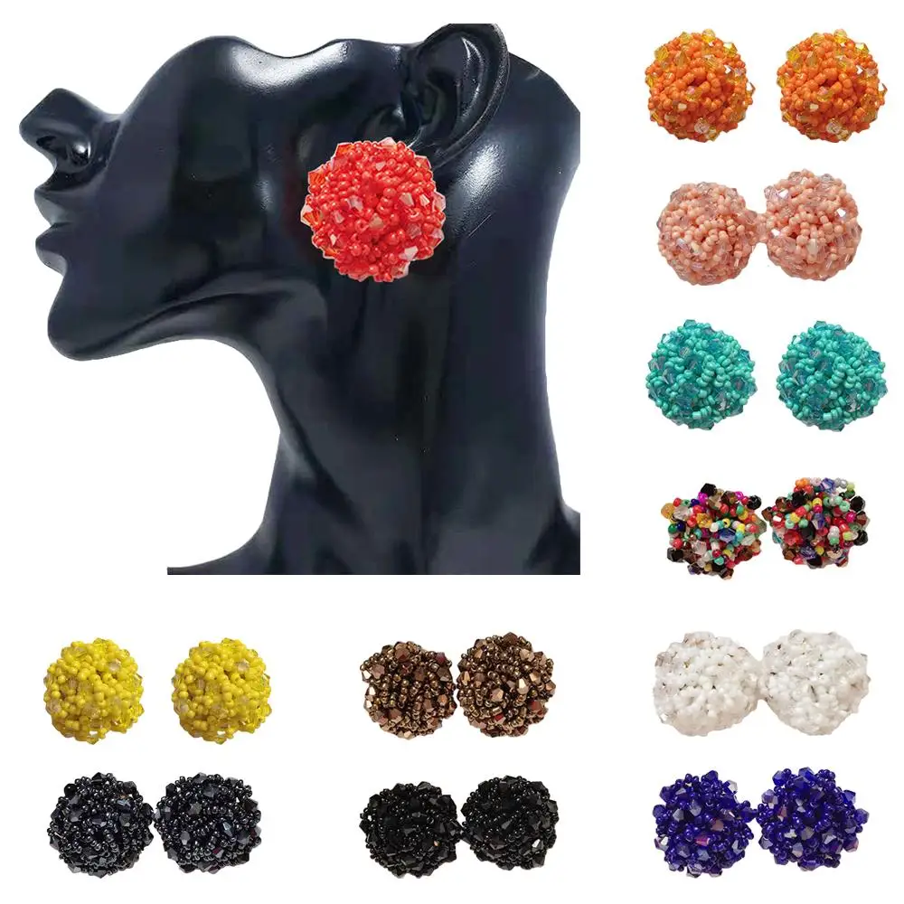 

New Simple Multicolor Ethnic Resin Handmade Beaded Earrings For Women Accessories Bohemia Earrings Jackets Fashion Jewelry