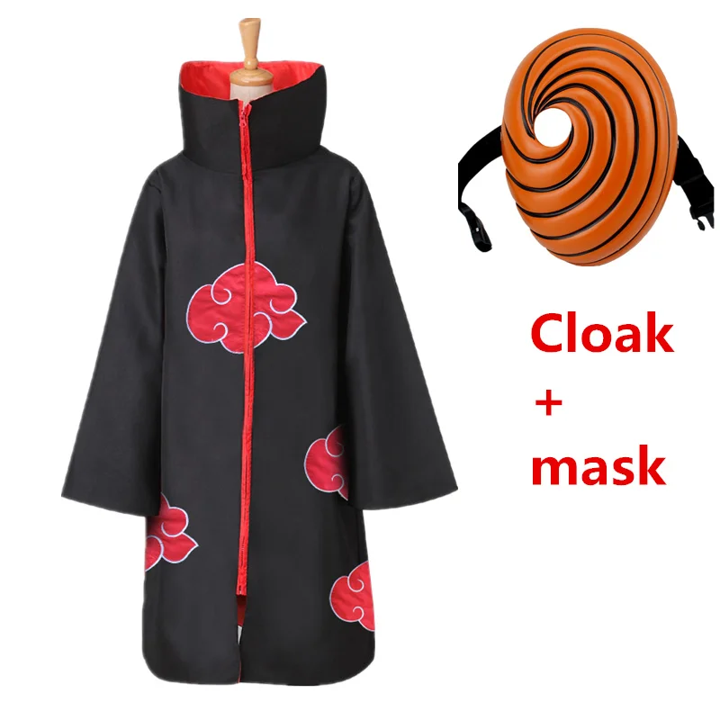Костюм для косплея Наруто Узумаки Наруто красное облако плащ пальто Хэллоуин Акацуки Учиха Итачи Саске накидка для одежды мантия - Цвет: Cloak mask