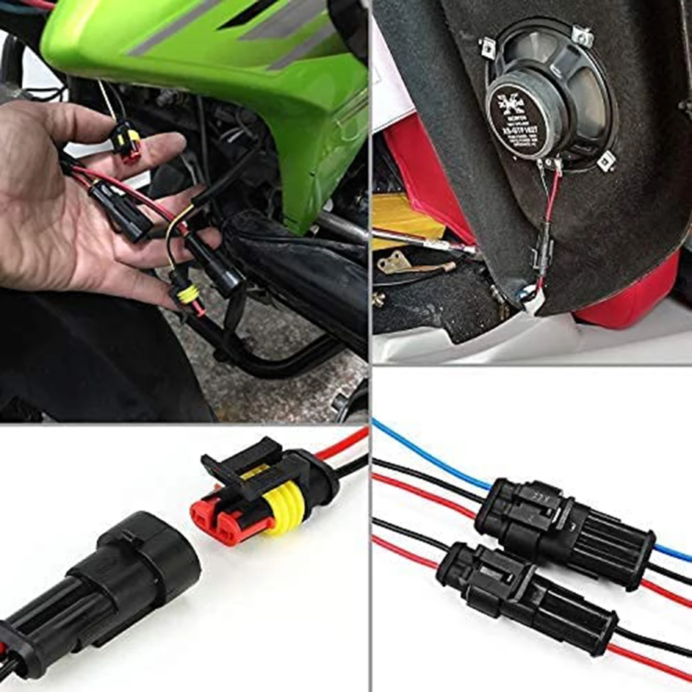 Waterproof Electrical Wire Connectors - 26 Sets, 2/3/4 Pin, 352/708pcs Terminal Connectors, 12A Description Image.This Product Can Be Found With The Tag Names 2 pin 12 electric connectors, Electrical connectors 2 pins, Waterproof connector terminal, Waterproof wire connector 4pin