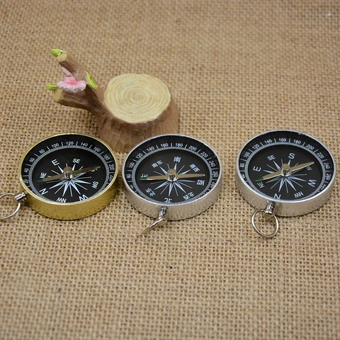 Pocket Compass Switch Aluminum Lightweight Camping Hiking Compass Key Chain Metal Gift Outdoor Survival Compass Tool Hot