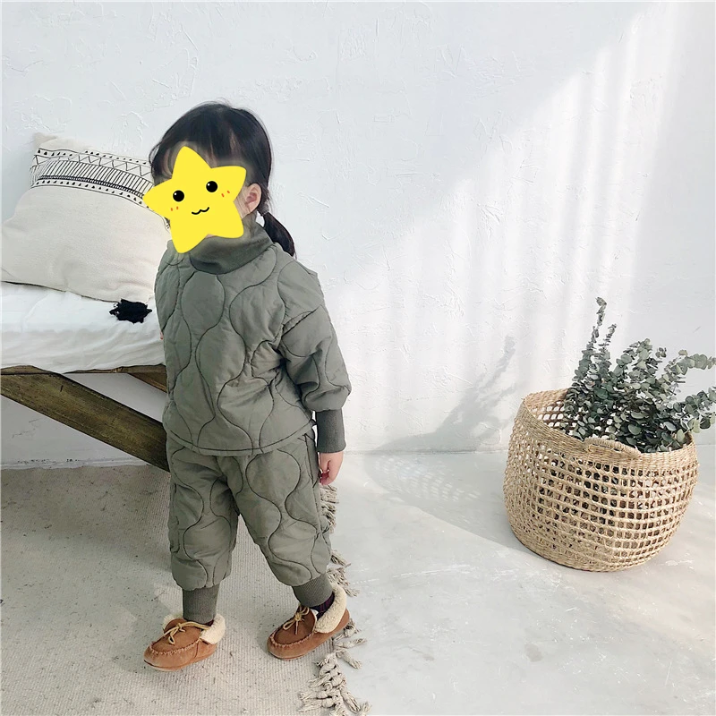 Теплый Зимний Детский костюм, комплект одежды, куртка из двух предметов для мальчиков и девочек зимний хлопковый костюм для прогулок