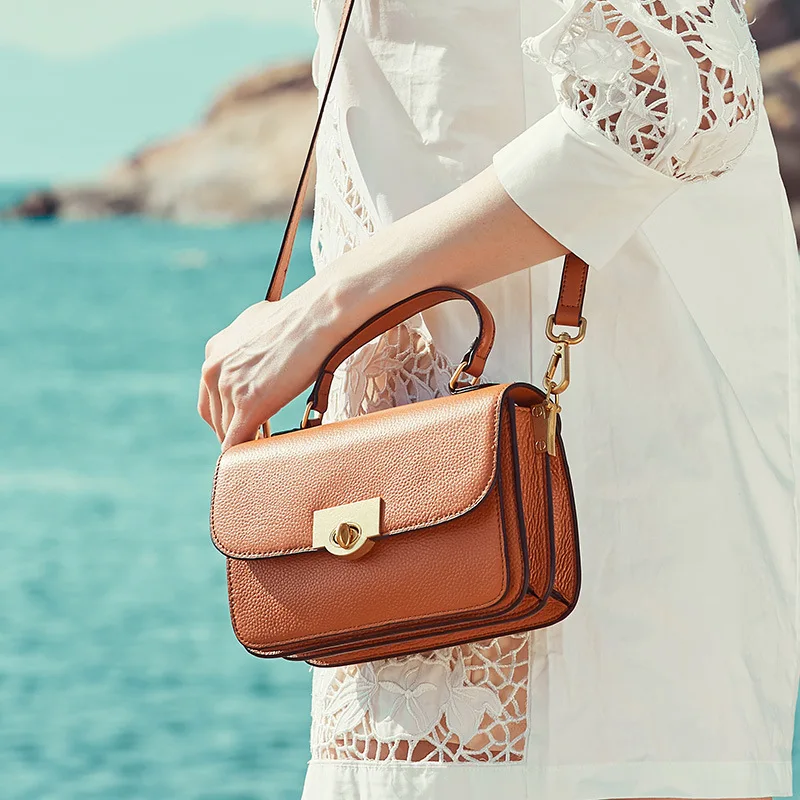 

Bag Women's Hand Bag Summer New Korean-Style Stars Shoulder Bag Fashion First Layer of Leather Shoulder Bag 1084