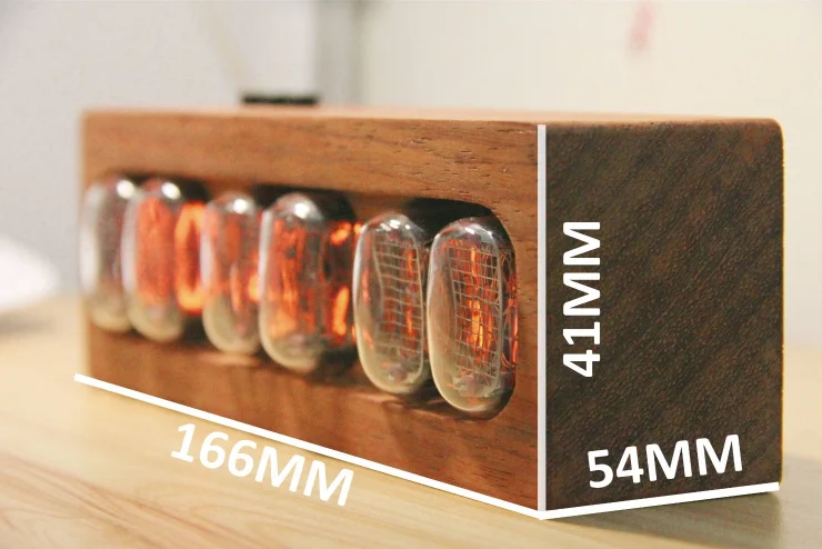 GHXAMP IN-12 Glow Tube Clock Retro Nexie Clock DIY Creative Home Audio Desktop Ornaments Pterocarpus Soyauxii Material 5V
