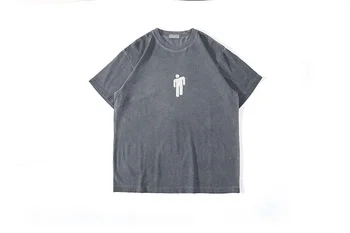 

2020SS Top Quality Billie Eilish Diamonds T-Shirt Men Women Vintage Washed Gray Basic Tops Tees BE Cotton T-Shirt Men
