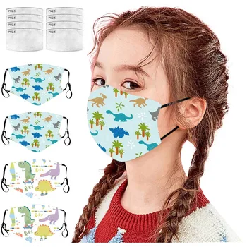 

4pcs Little Dinosaur 3D Printing Cloth Face Shield Reusable Face Mask Windproof Mouth Mask Washable Breathable Face Shield