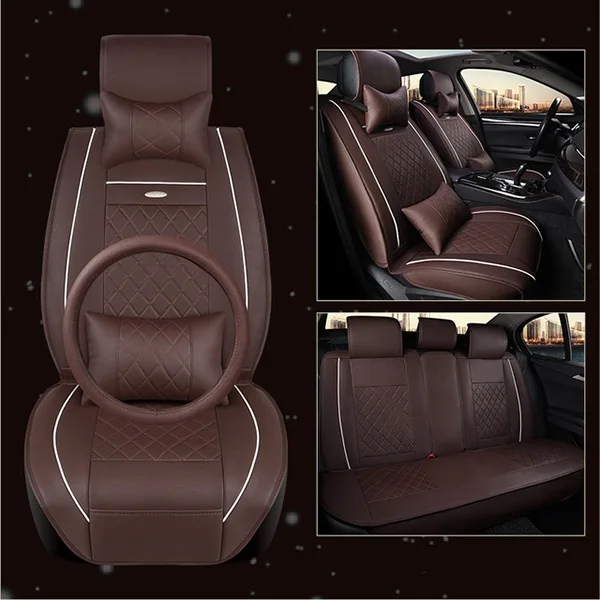 WLMWL универсальный кожаный чехол автокресла для peugeot 206 307 407 207 2008 3008 508 208 308 406 301 всех моделей автомобильные аксессуары - Название цвета: coffee