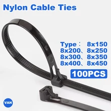 100PCSReleasable nylon cable ties  8*150/200/250/300/400/450may loose slipknot tie reusable packaging Plastic Zip Tie wrap Strap