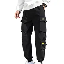 

40% Dropshipping!!Multi Pockets Men Pants All Match Hip Hop Solid Color Cargo Pants for Daily Wear