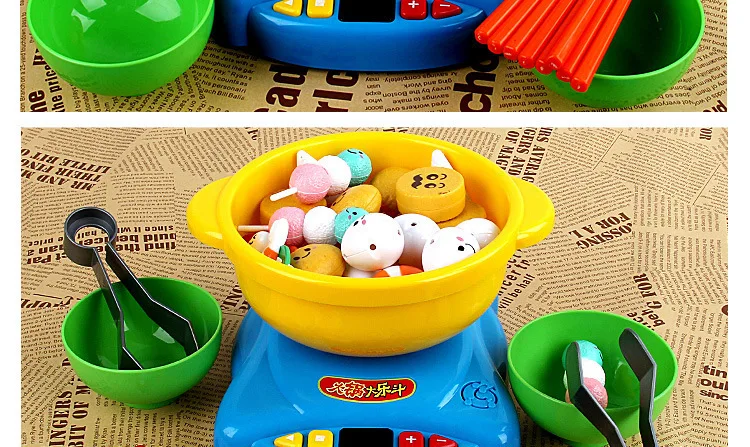 Children Play House Kitchen Hot Pot Fight Parent And Child Interactive Chopsticks Clip Music Set Model Grill Toy