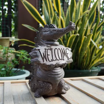 

Garden Decoration Animals Home Resin Crocodile Miniaturas Welcome Plate
