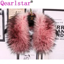 Qearlstar Women Scarf New Faux Fur Collar 55cm Women Children Jackets Coat Hood Fur Decor Shawl Soft Warm Luxury Scarves ZKG15