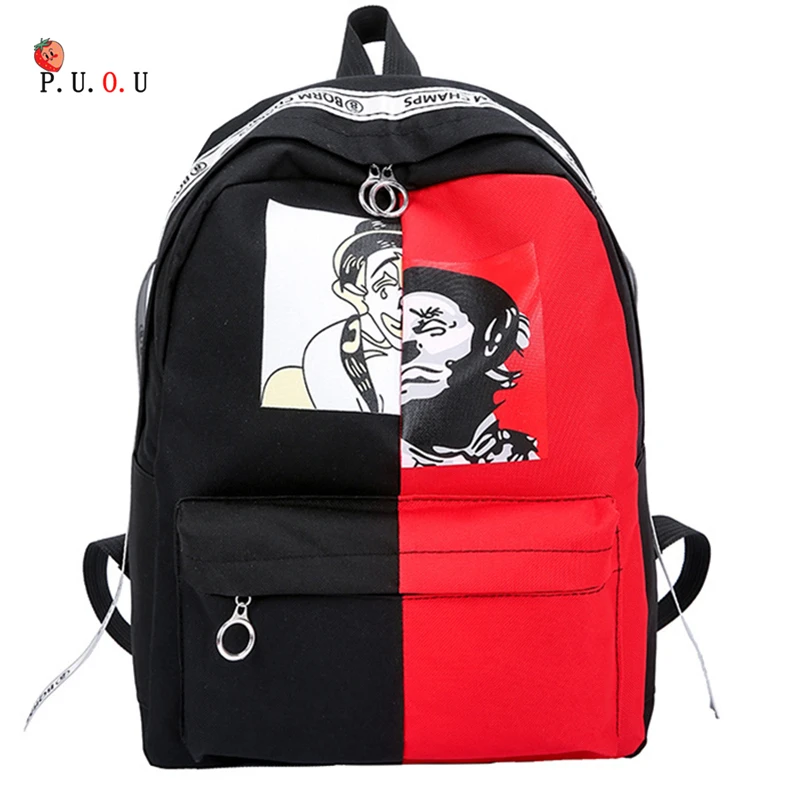 

Graffiti Printing Backpack Canvas Women Men Rucksack School Bag For Teenagers Girls Boys Couple Backpacks Casual Durable Bags MM
