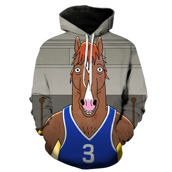 

2020 New Mens Hoodies 3D Print Funny Horse Man Warm Hoodies Sweatshirt BoJack Casual Hoodies Sweatshirt 3D Print Sweatshirt