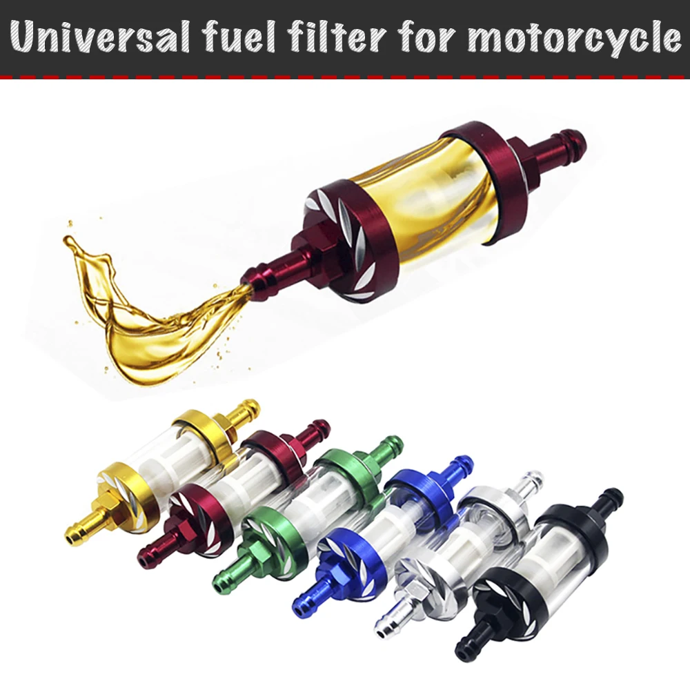 

Universal fuel filter for motorcycle, ATV, scooter, moped (aluminum alloy + Glass), 8mm fitting