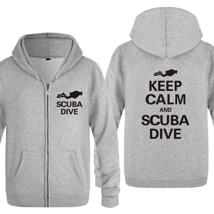 HUIY HET Keep Calm and Scuba Dive-креативный подарок для дайвинга, мужские свитшоты, мужские флисовые толстовки на молнии с капюшоном, кардиганы - Цвет: HUIY HET
