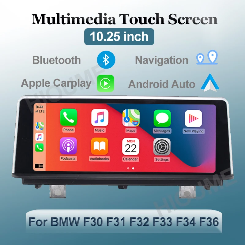 Автомобильный мультимедийный плеер Apple CarPlay 10 25 дюйма экран IPS для BMW серии 3/4 F30 F31