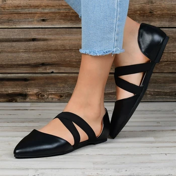 

Cross Lacing Ballet Womens Flat Casual Shoes Pointed Toe Single ShoeS Lady Gentle Fairy Versatile Flat Ladies Shoes